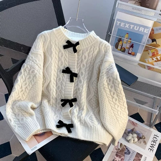 Cable Knit Bow Sweater