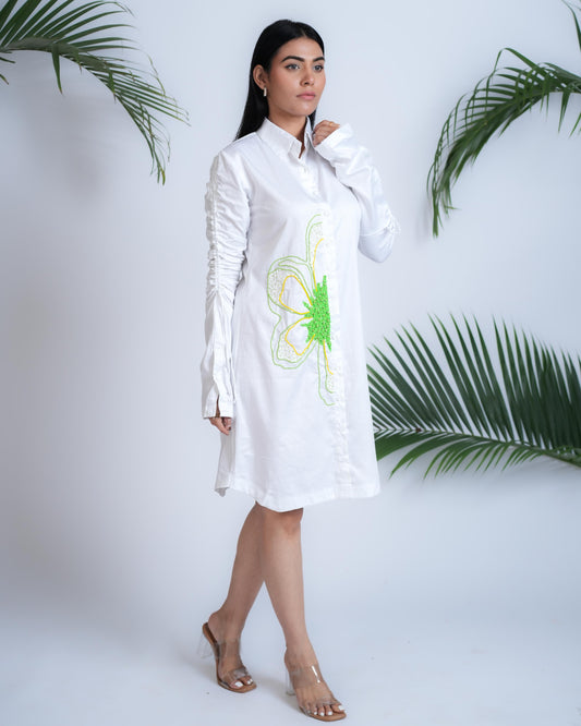 Lime Whisper Shirt Dress