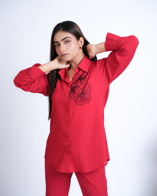 Luxury Georgette Shirt with Black Beads embroidery