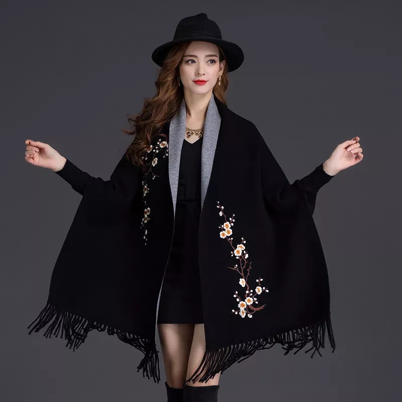 Embroidered Sleeve Shawl