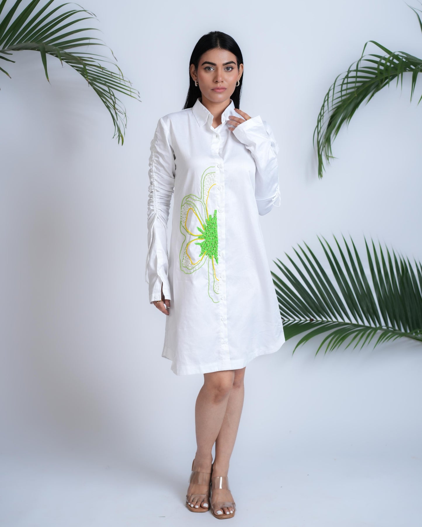 Lime Whisper Shirt Dress