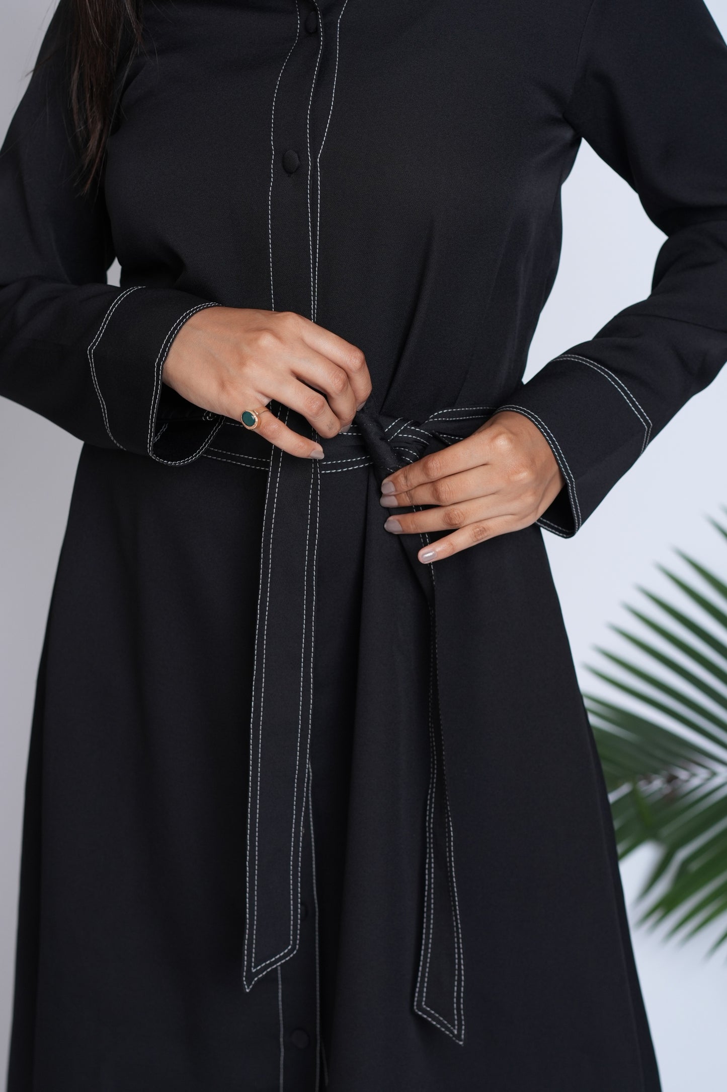 Noir Detailed Coat Style Dress