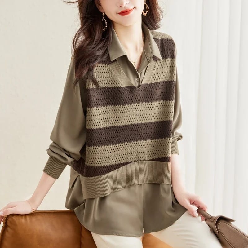 Tricot Sweater & Shirt Set