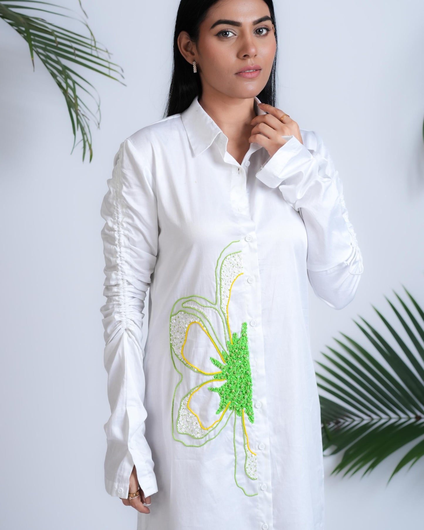 Lime Whisper Shirt Dress