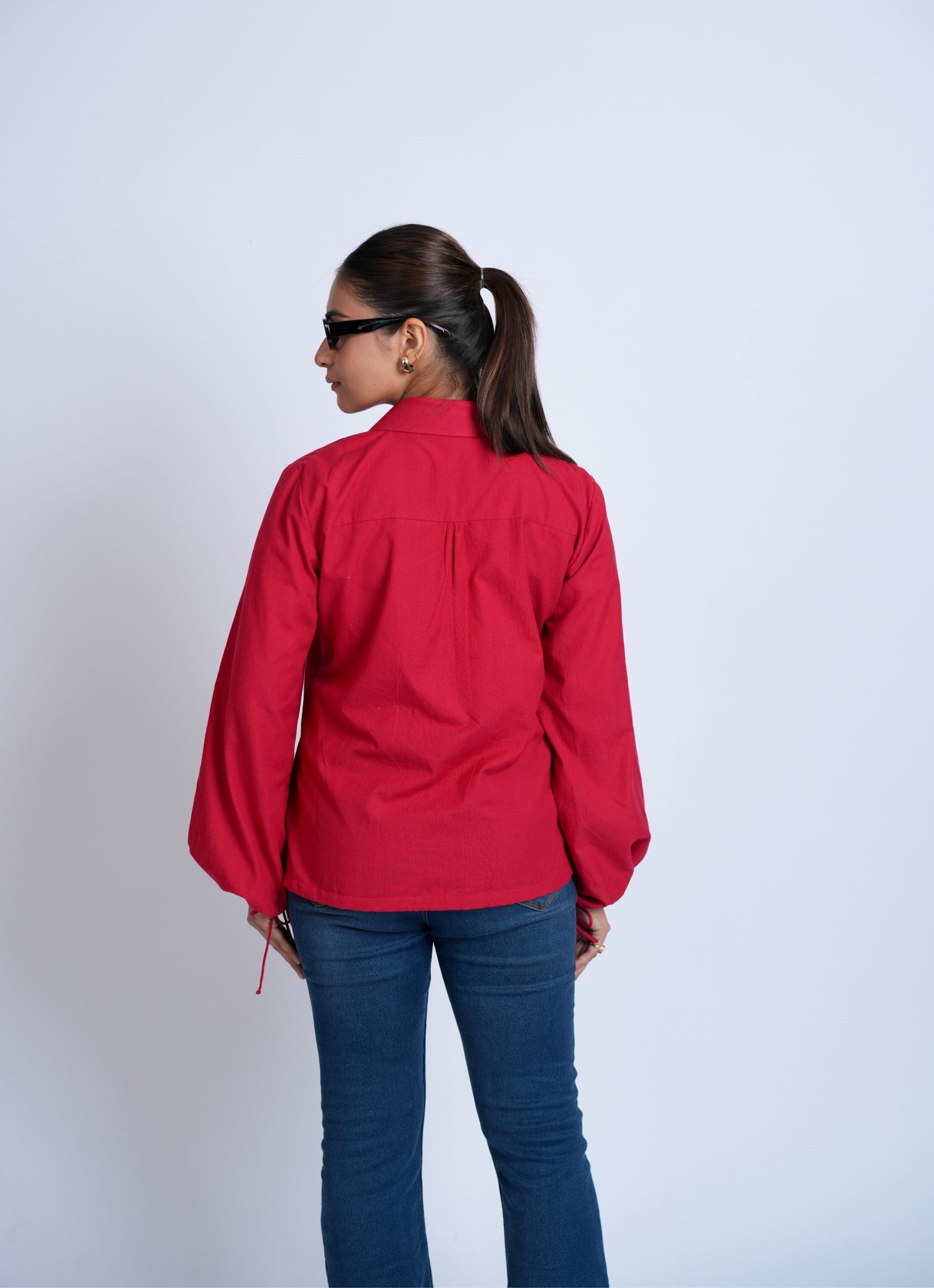 Red Rush Zipper Detailed Shirt