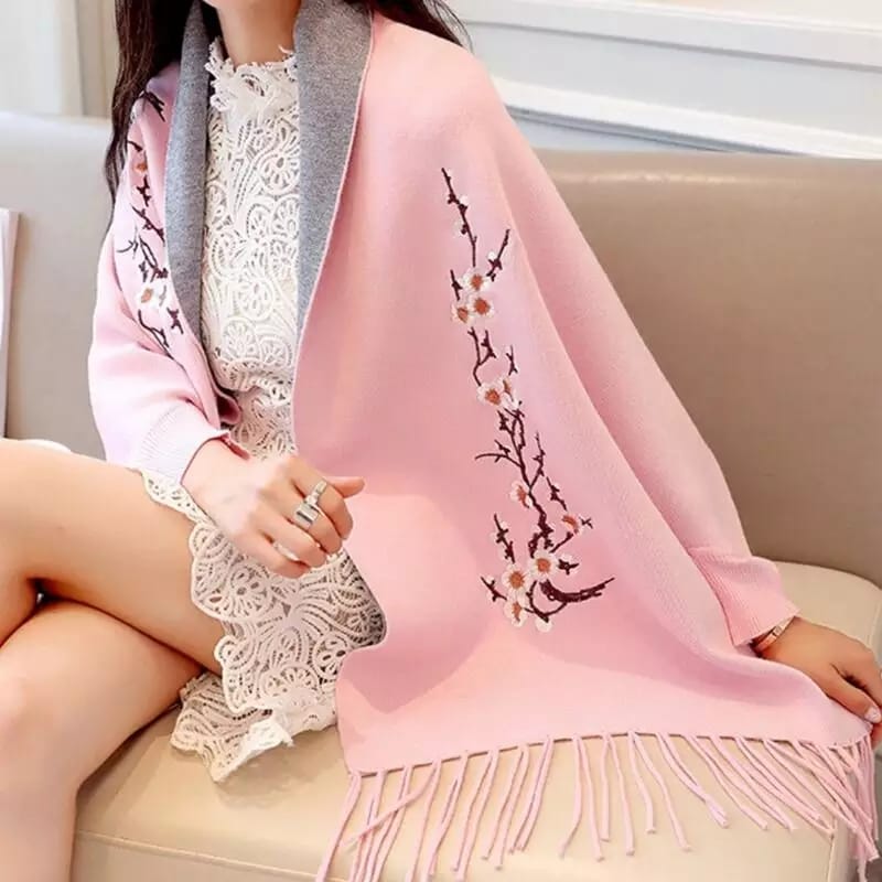 Embroidered Sleeve Shawl