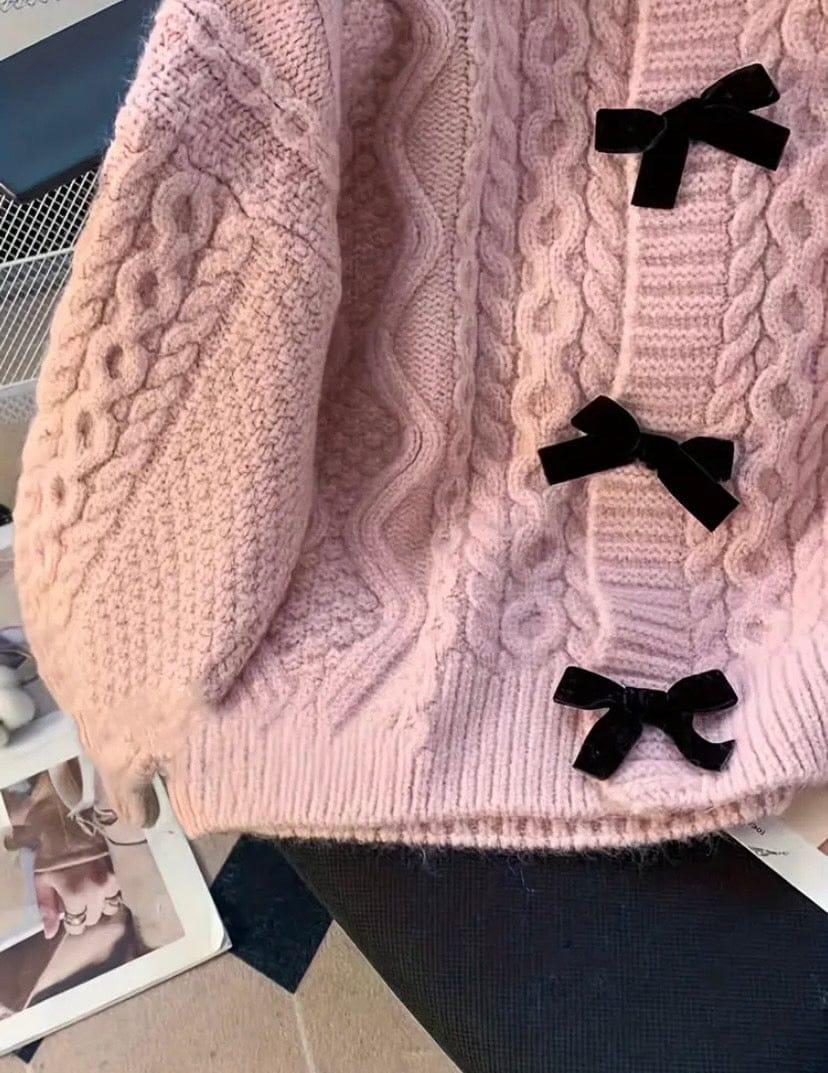 Cable Knit Bow Sweater