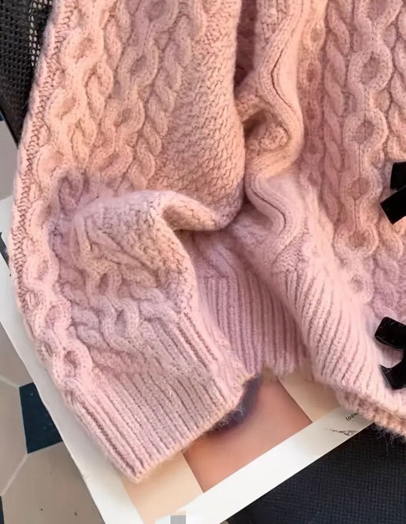 Cable Knit Bow Sweater