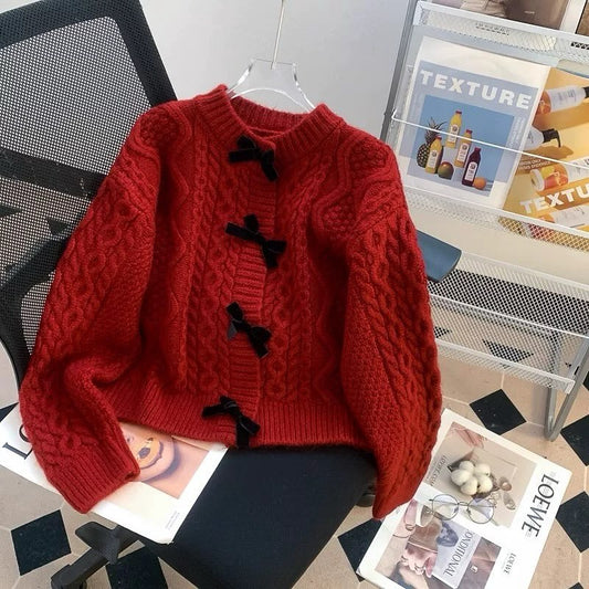 Cable Knit Bow Sweater