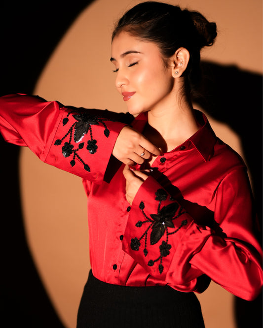 Cherry Blossom Shirt with Embellished cuff