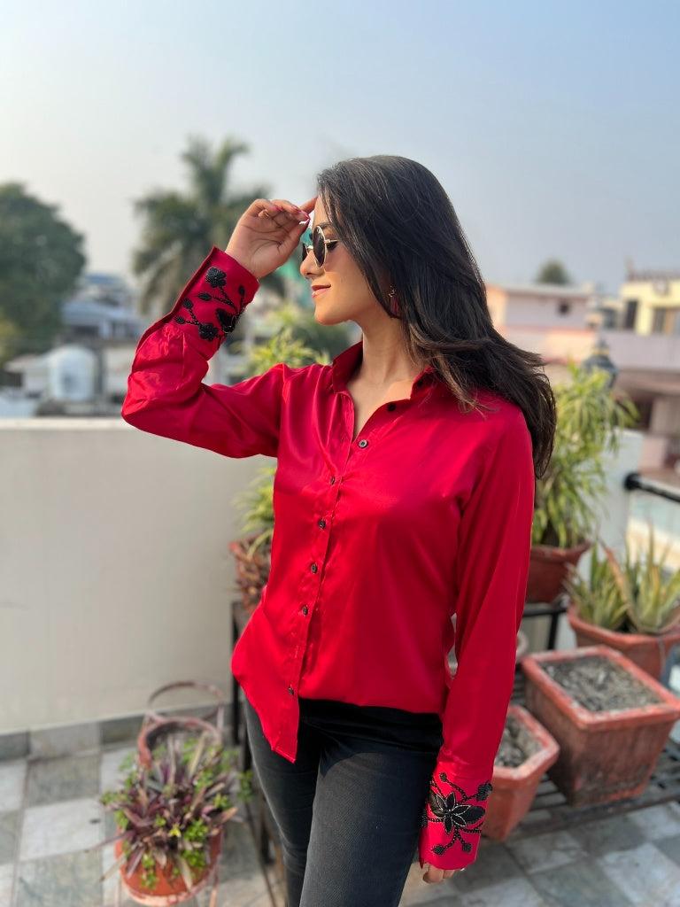 Cherry Blossom Shirt with Embellished cuff